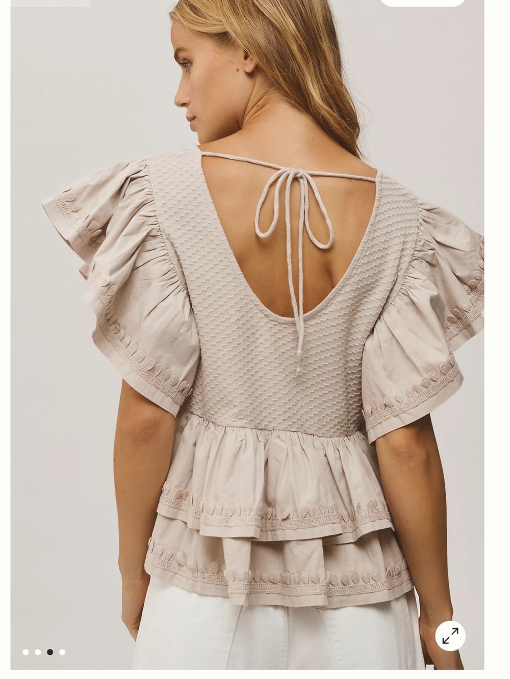 Anthropologie Ruffle-Sleeve Tiered V-Neck Top - Picture 4 of 9